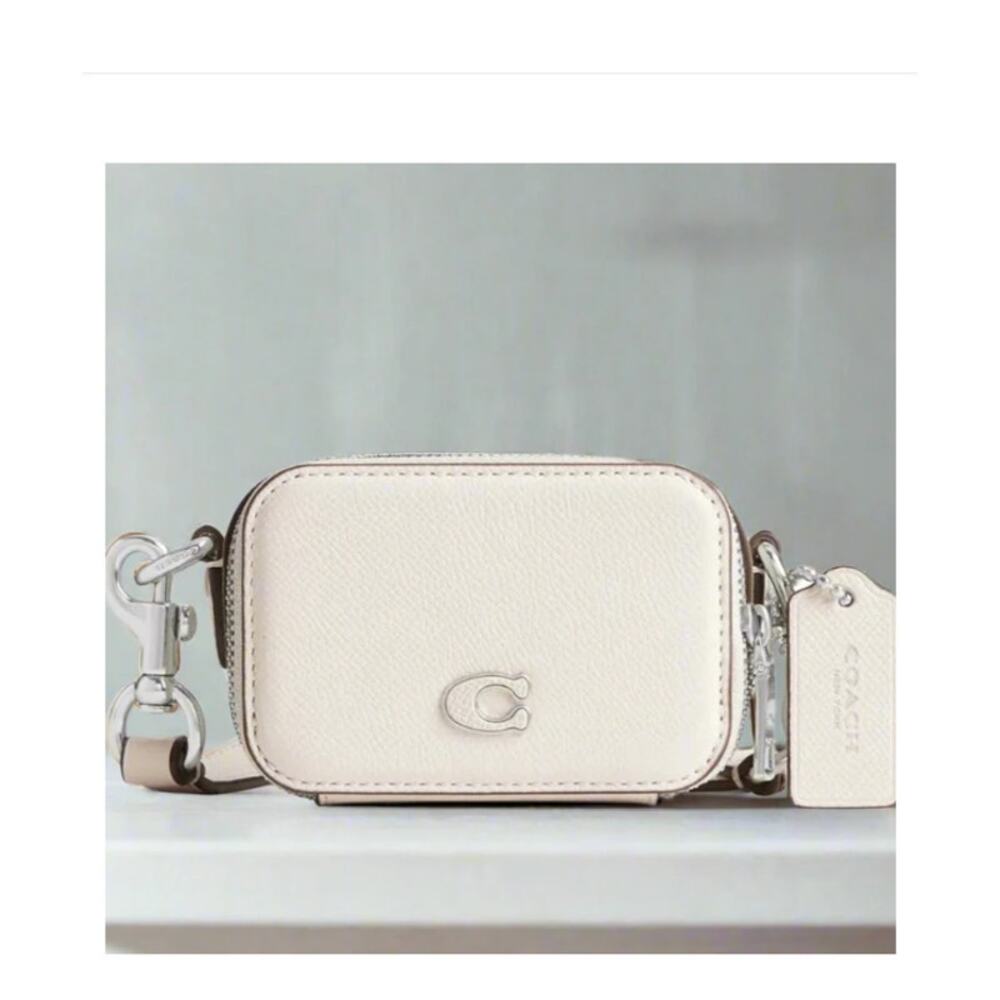 Coach White Leather Mini Crossbody Earbuds Pouch CP271